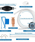 Portable Manual Gas Transfer Pump With Five Eighth Inch High Flow Siphon Hose And Dual PVC Hoses For Quick Gas And Water Transfer, Easy Hand Pump Sucker Tool For Fast Liquid Transfer, parts layout