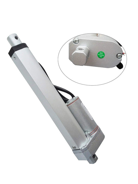 12V DC Linear Actuator 6 Inch Stroke, Beefy Heavy Duty 750N Lift, IP54 Waterproof, with Mounting Holes and Built-In Limit Switch