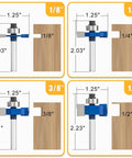 Slick Smooth Heavy Duty Rabbet Router Bit Set 4 Piece Quarter Inch Shank Carbide Tip with swappable bearings for precise cuts.