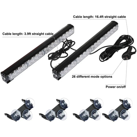 Straight Up Tough 2X16 Inch Led Strobe Light Bar Packing 32 Blazing Diodes And 26 Quick Swap Flash Patterns For Interior Emergency Traffic Advisory Warning Duty In Solid Amber And Crisp White