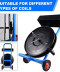 Heavy Duty Strapping Cart Rolling Dispenser Stand For 8 Inch Poly And Steel Coils Smart Mobile Workstation keeping gear close up view.