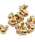 Reliable M6 x 1mm Metric Thread 90 Degree Angled Brass Hydraulic Zerk Grease Nipple Fittings Pack of 10 in a pile, side view