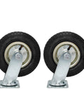 Top Notch 8 Inch Pneumatic Industrial Caster Wheels With Slick Black Rubber Tires For Smooth Rolling And Heavy Duty Floor Protection Steel Hub Ball Bearing Swivel Base Pack Of 2, showcasing steel hub and locked casters.