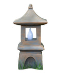 Solar Powered Pagoda Garden Statue With Flickering LED Lantern For Outdoor Yard Patio Or Garden Japanese Zen Decor In Weatherproof Polyresin Durable 12x7x6 Inch Accent