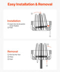 Premium 25 Piece Er32 Spring Collet Set With 1/16 To 13/16 Inch Clamping Range installation and removal instructions diagram.
