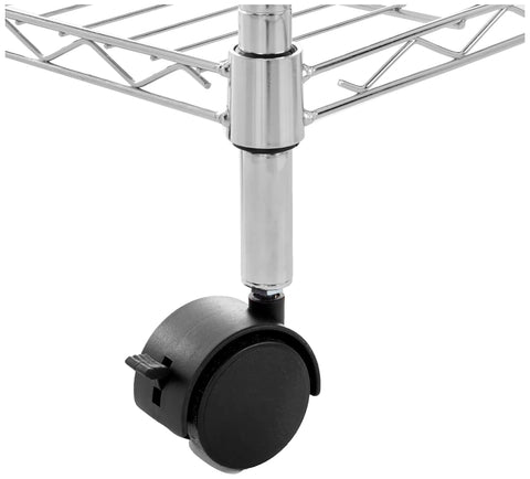 Rock Solid Heavy Duty Chrome Steel Wire Shelving Rack With Smooth Ball Bearing Casters And Adjustable Height Settings For Garage Gear Storage Or Laundry Room Organization Setup
