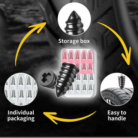 100 Piece Tire Repair Rubber Nail Kit With 50 Small And 50 Large Plugs, Screw In Tire Repair Kit With Storage Box And Screwdriver