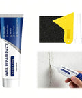 No Sweat Drywall Repair Kit Including Heavy Wall Patch Paste, 8.8 oz tube, scraper, and sandpaper for quick repairs.