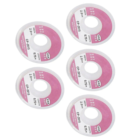 5 Pack High Performance Solder Wick Braid Premium Red Copper Desoldering Wire For Electronics Repair, PCB Cleaning, And BGA Maintenance Set