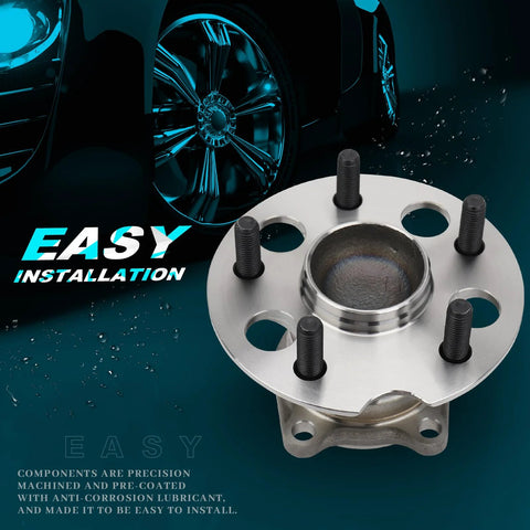 Rear Wheel Hub Bearing Assembly Set Compatible With Toyota RAV4 1996 2003 Without ABS 5 Lug 2 Piece Replacement 512213 shown.