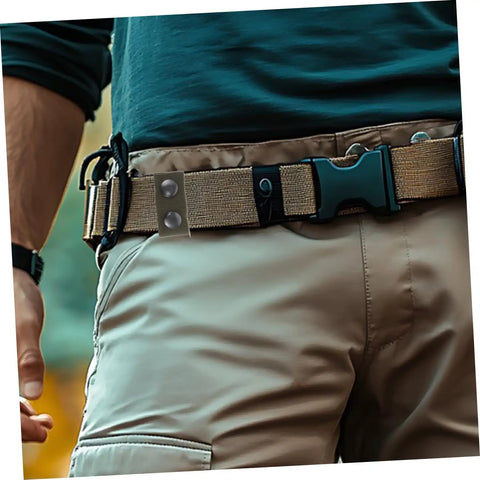Six Piece Durable Nylon Belt Buckles For Camping Gear With Quick Release Design For Fast Attachment And Secure Hold High Load Capacity For Outdoor Training Hiking And Adventure Equipment on a waist belt.