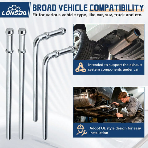 Universal Exhaust Hanger Kit For Quick Strong Mounts 16 Piece Set with steel rods shown for vehicle exhaust systems