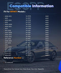 Compatibility chart for Pair Of Front Wheel Hub Bearing Assemblies HA590125 For Infiniti AWD Models display with a car image.
