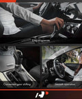 A-Premium steering column shift lever in a car interior with black leather boot