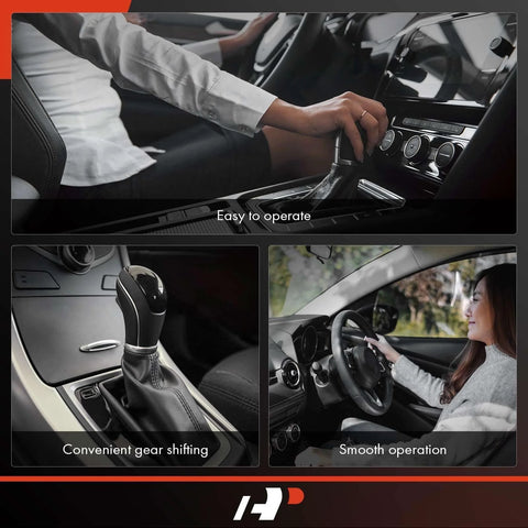 A-Premium steering column shift lever in a car interior with black leather boot