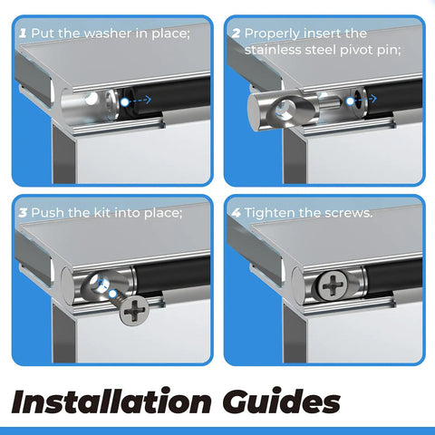 Installation guide for Two Pack Shower Door Pivot Hinge Pin Kit With 5/16 Inch Washers Heavy Duty Stainless Steel Hardware.