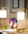 Gold Table Lamps Set Of 2 For Bedroom And Desk Lights No Brainer Stepless Dimmable USB Charging Bedside Lamps With Frosted Glass Shades