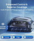 AquaSense 2 Cordless Robotic Pool Vacuum Cleaner With Auto Surface Parking and SmartDrain, shown cleaning a pool corner.