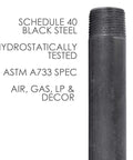 Black Steel Plumbing Pipe 3/4 Inch By 18 Inch Pre Cut 4 Pack For Industrial DIY Furniture Projects Fits Standard 3/4 Inch Threaded