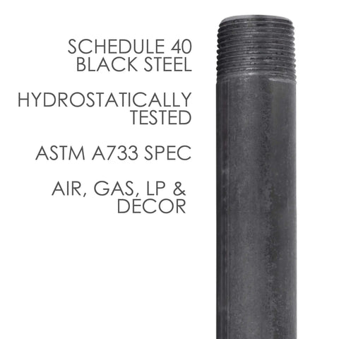Black Steel Plumbing Pipe 3/4 Inch By 18 Inch Pre Cut 4 Pack For Industrial DIY Furniture Projects Fits Standard 3/4 Inch Threaded