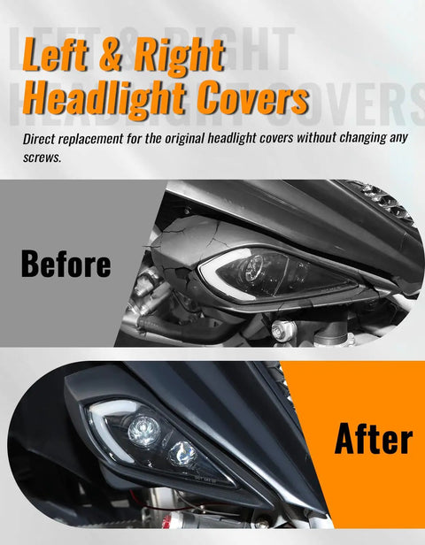 Headlight Covers For Raptor 700 Front Left And Right Bezel Trim Yamaha YFZ 450 YFZ450R YFZ450X Wolverine ATV Accessories Before After