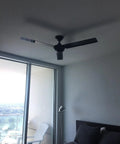 Red Downrod Mount Ceiling Fan With Three Blades, Indoor High Gloss Finish, 13.5 Inch Drop in modern bedroom view