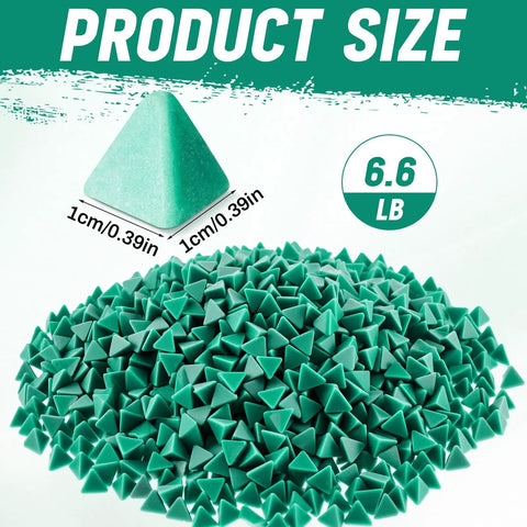 Rust Busting Resin Tumbler Media, 6.6 Lb Green Triangle Shaped Abrasive Pellets For Rust Removal And Polishing Nuts, Bolts, And Glass, Fits Most Tumblers, Durable Ultra-Effective For Metalwork And DIY Projects