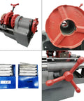 Pro WYDDDARY Electric Pipe Threading Machine Cuts Threads And Reams 1/2 To 2 Inch Npt Pipes Power Tool for plumbing jobs with threading stops.