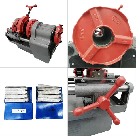 Pro WYDDDARY Electric Pipe Threading Machine Cuts Threads And Reams 1/2 To 2 Inch Npt Pipes Power Tool for plumbing jobs with threading stops.