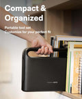 HOTO 40-piece tool kit in black compact organizer case, front view.