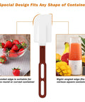 High Temp Silicone Spatulas Set Of 2 10 Inch Heat Resistant Nonstick Spatula Scrapers With Nylon Handles NSF Certified Kitchen Must Haves For Cooking And Baking shown with kitchen appliances and strawberries.
