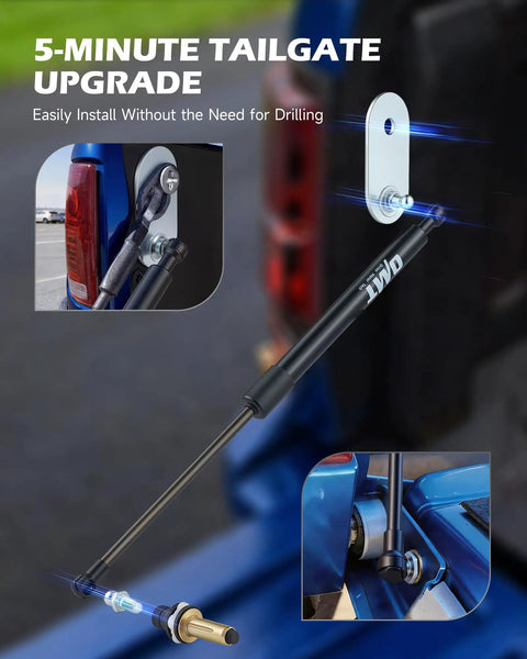 5-Minute Tailgate Upgrade showing Heavy Duty Tailgate Shock Assist Kit Compatible With 04 To 14 Ford F150 And 06 To 08 Lincoln Mark LT.