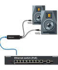 Dante AVIO 2 Channel Analog Output Adapter for Legacy Audio Gear and Dante Networks, Easy Plug In Interface, Low Latency Studio Quality Conversion, Reliable 2 Channel Output for Pro Audio Setups connected to speakers and PoE switch