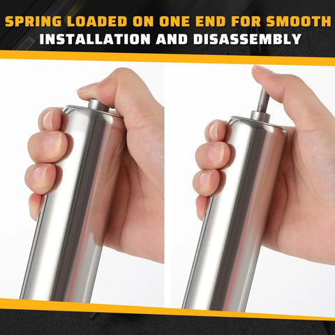 4 Pack 10 Inch Beefy Galvanized Steel Conveyor Rollers With One And A Half Inch Diameter And One Quarter Inch Axle For Roller Stands Woodworking Smooth Movement Replacement, spring-loaded feature for easy assembly