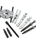 Pro Grade Bearing Puller Set 9Pcs Portable Bearing Separator Kit Heavy Duty Metal Splitter components displayed on white background