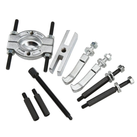 Sick 9 Piece Wheel Hub Bearing Puller And Separator Tool Kit Comes With ABS Box For Removing Bearings On Cars Trucks And SUVs Using Durable Metal Splitter For Front Rear Axles So You Can Fix It Fast Like A Real Pro Mechanic Or DIY Garage Legend. 9-piece metal bearing puller tools