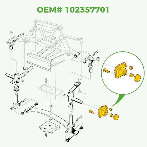 Illustration of Durable Front Wheel Hub Assembly Pair for Club Car DS and Precedent 2003 Up Golf Cart with components labeled.