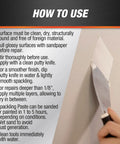 Guide on applying Ready To Use Spackling Paste White 8 Oz for patching cracks and nail holes in plaster and wood surfaces.