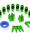 Heavy Duty Aluminum Air Coupler And Plug Kit 25-Piece Quick Connect Fittings With Leak-Proof Sealant And Teflon Tape, green connectors