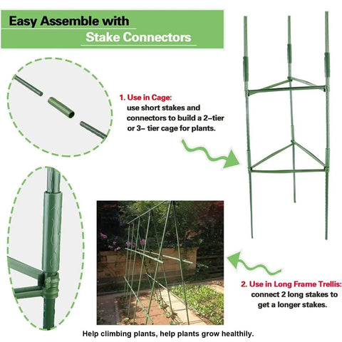 Plant Stake Connector Kit For Garden Support And Climbing Plants, Adjustable Rod Joints For Greenhouse Frames, Durable PP Material, Weather Resistant, Reusable Garden Accessories