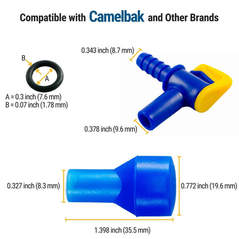 Replacement Bite Valve Mouthpieces 4 Pack With Shutoff Valve And Tube O Ring For Hydration Bladders Fits CamelBak And Most Brands, blue valve with O-ring
