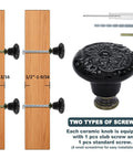 12 Pack Black Ceramic Kitchen Cabinet Knobs Set With 34mm Diameter And 30mm Height Includes Two Screw Sizes And Mini Screwdriver For Easy Install Sleek Durable Pull Handles For Cabinets And Drawers, black floral knob