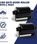 Image of 2 Pack Gate Guide Roller With C Post Welded Bracket For Heavy Duty Sliding Gates Sealed Ball Bearing Side Roller Assembly Hard Nylon Gate Guider For 3 Inch Posts Durable Bracket With Pre Drilled Holes on blue background