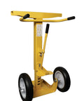 Rock Solid Trailer Stand With Gas Activated Self Leveling Setup And Secure Locking Lever built tough with large rubber wheels.