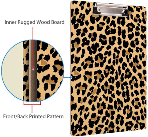 Leopard Print Clipboard For Office And School, Dope Decorative Hardboard Clipboard, A4 Letter Size 12.6 By 8.9 Inches