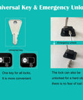 2 Pack Fridge Lock With Keys For Kids And Pets - Adhesive Refrigerator Lock Set showcasing universal key and emergency unlock feature