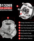 Pair Front Wheel Bearing Hub Assembly For Prius 1.5L 2004 2009 5 Lug Pattern Direct Fit Drop In Wheel Hub Bearing Module diagram