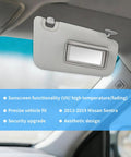 Sun Visor Pair Set For Nissan Sentra 2013 2019 Driver And Passenger Side Grey Replacement With 2 Retainer Clips Non Illuminated