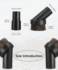 3 Pack 25 mm Vacuum Brush Heads With 1.25 To 1.38 Inch Hose Adapter, size and dimension guide on white background