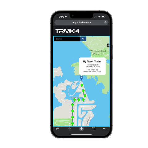 Mobile app display of Self Charging Solar GPS Tracker For Trailers, Equipment, Vehicles And Assets With Rugged Waterproof Global Tracking